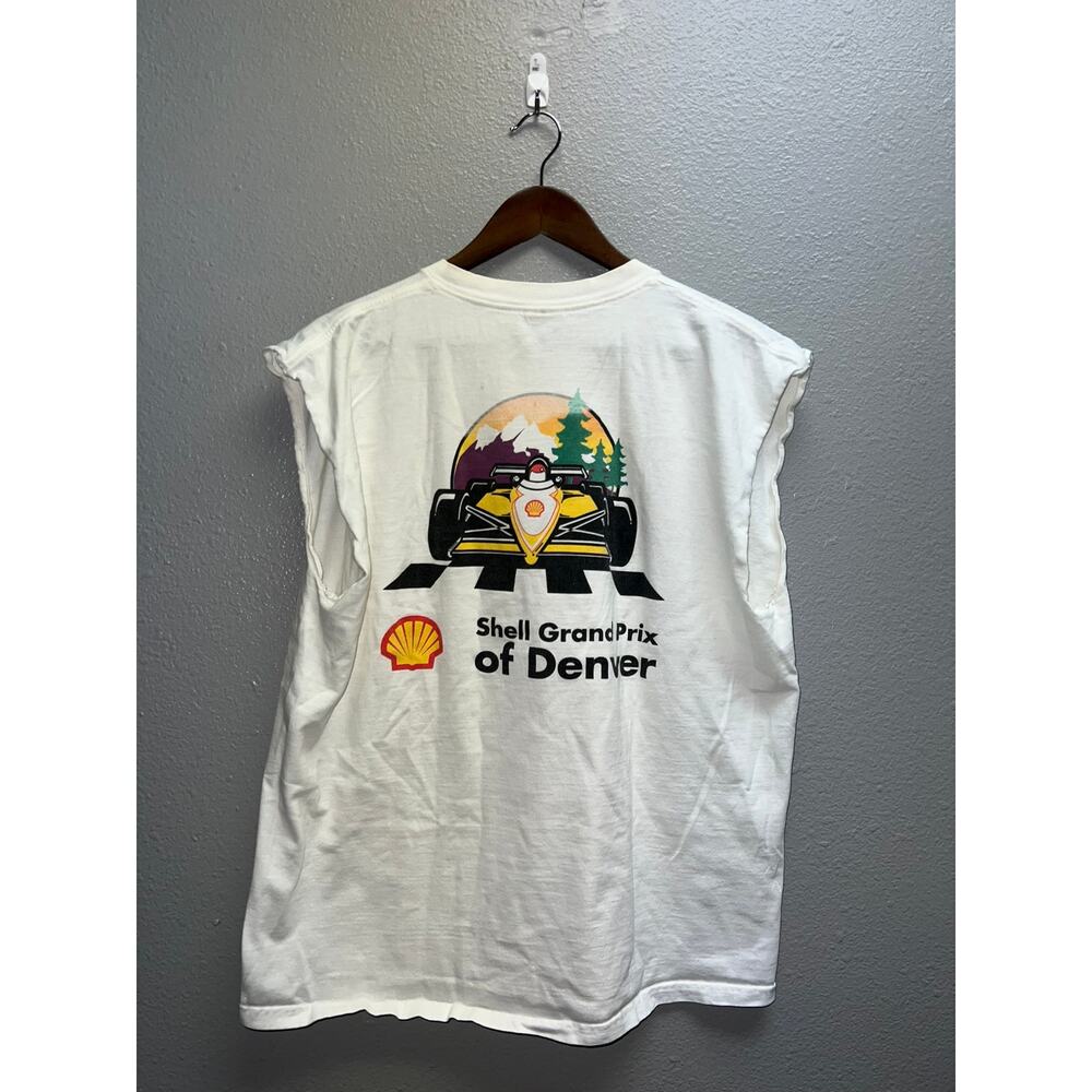 Vintage Shell Grand Prix Shirt Denver Waves Change Drag Racing Race Tee Stained